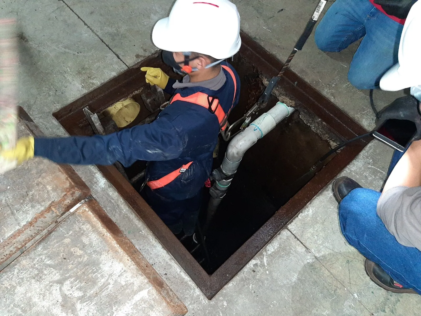 Mano con herramienta, centrada y de gran tamaño